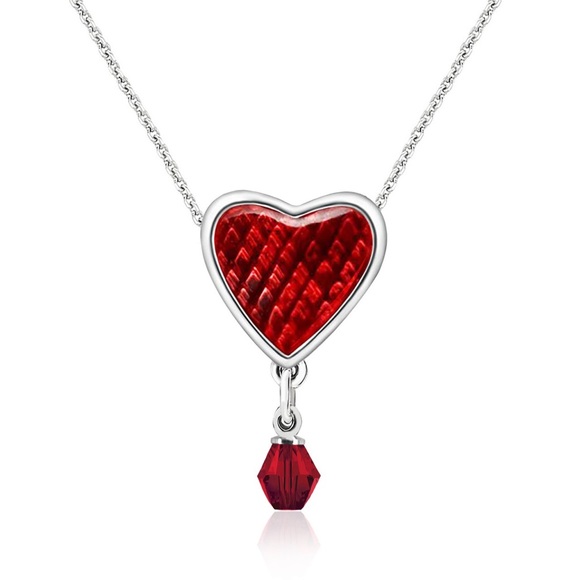 Swarovski Crystal Red Heart Charm Necklace .925 Sterling Silver - Picture 1 of 10